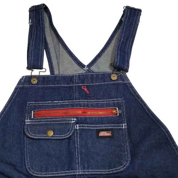 Dickies Bib Overalls Men 2XL XXL Carpenter Blue Jean Denim Pockets Workwear NEW - Picture 5 of 16